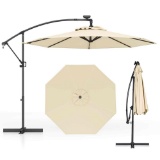Patio Umbrella with LED Solar Light Cantilever