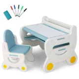 Blue rectangular plastic drawing table for children