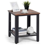 GORELAX Small Side Table, 2-Tier End Table with Mesh Shelves and Metal Frame