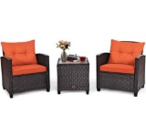 3 Pieces Rattan Patio Furniture Set