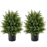 Costway 22 in. Artificial Cedar Topiary Ball Tree 2-Pack
