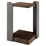 Costway 2-Tier Brown Square Wood Side End Table