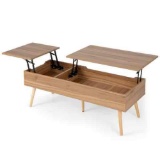 47 in. Brown Lift Top Rectangle Wood Coffee Table Central Table
