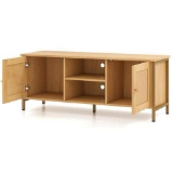 Costway TV Stand for TVs up to 55? Synthetic Rattan Weave Media Console