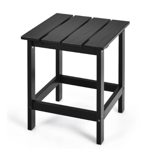 Costway Patio 15" End Side Coffee Table Square Wooden Slat Garden Deck Black