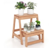 Multipurpose Wood Folding 2-Step Stool for Indoor Outdoor Plant Stand