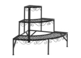 24 in. Tall Indoor/Outdoor Steel Corner Black Metal Plant Stand (3-Tiered)