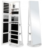 360... Rotating Mirrored Jewelry Cabinet Armoire JV10430WH