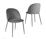 Set of 2 Gray Upholstered Velvet Dining Chair HU10117HS-2