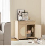 Cat Litter Box Enclosure with Sisal Scratching Doors & Storage PV10148NA