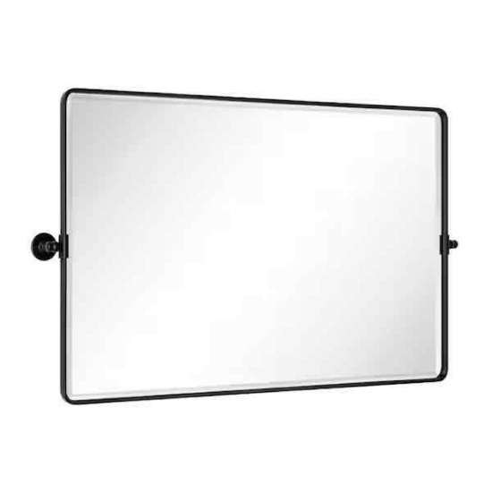 Lutalo 48 in. W x 30 in. H Rectangular Metal Framed Pivot Wall Mounted Bathroom Vanity Mirror in