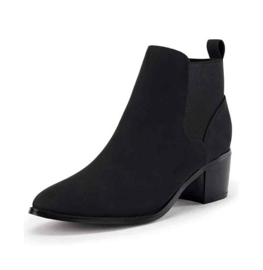 Womens Mid-heel Ankle Boots Pointed Toe Chunky Suede Slip-on Chelsea block Booties Size 9