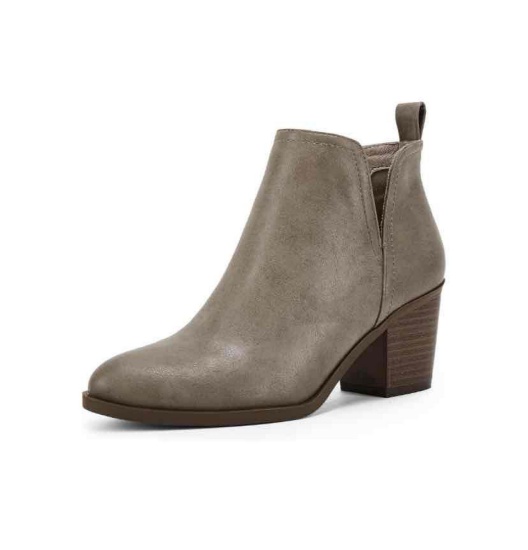 Coutgo Womens Cut Out Ankle Boots Chunky Stacked Heel Almond Toe Slip on Western Booties 5 1/2