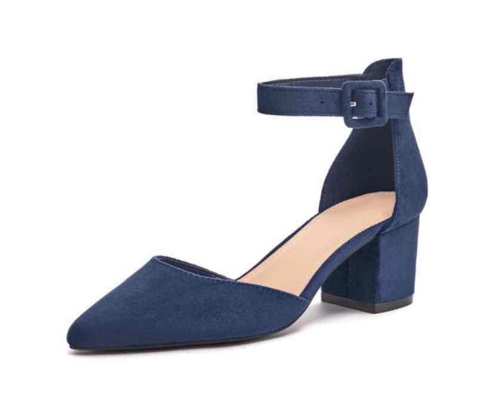 Women's Pointed Toe Pumps Ankle Strap Buckle Chunky Block Heel Dress D'Orsay Shoes Size 10