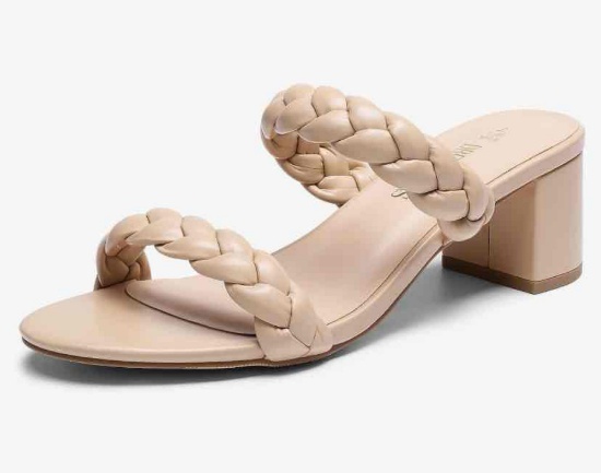 Women's Two Braided Strap Low Heel Size 9 1/2