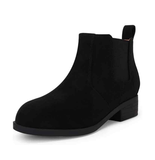 Coutgo Unisex-Child Kids Chelsea Ankle Boots Chunky Low Heel Elastic Slip On Cute Dress Booties