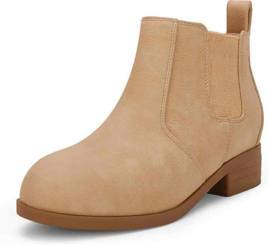 Coutgo Unisex-Child Kids Chelsea Ankle Boots Chunky Low Heel Elastic Slip On Cute Dress Booties