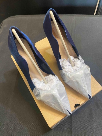 Coutgo Womens Stiletto High Heels Closed Pointed Toe Pumps Rhinestone Bow Wedding Party Dress Shoes