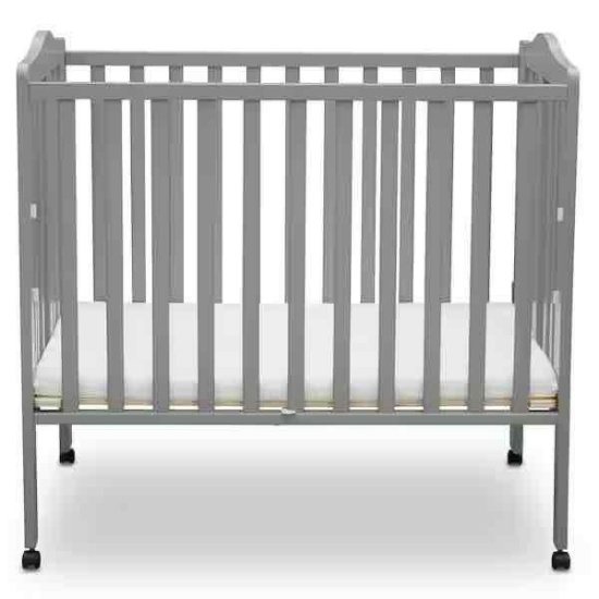 Delta Children Folding Portable Mini Baby Crib with 1.5-inch Mattress