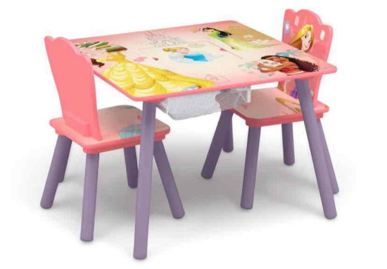 Delta Children Princess Table and Chair Set with Storage