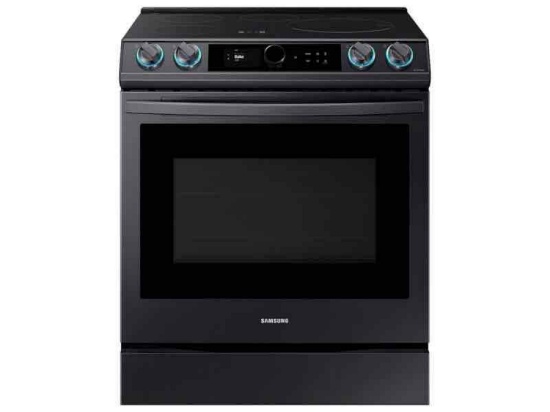 Samsung - 6.3 cu. ft. Slide-in Induction Range with Smart Dial, WiFi & Air Fry - Black Stainless Ste