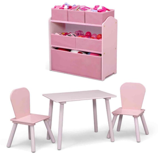 Delta Children 4-Piece Toddler Playroom Set ? Includes Play Table with Dry Erase Tabletop and 6 Bin