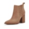 Womens Pointed Toe Slip on Ankle Booties Stacked Mid Block Heel Shoes Faux Leather Boots