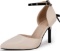 Coutgo Womens Pointed Toe Heels Pumps Buckle Back Bowknot Ankle Strap Stiletto Size 10