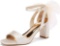 Coutgo Women's Bow Tie Heeled Sandals Chunky Heels One Strap Satin Size 8.5