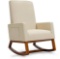 Costway Rocking Chair High Back Upholstered Lounge Armchair w/ Side Pocket Beige