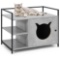 Costway Cat Litter Box Enclosure Hidden Litter Furniture Cabinet W/ 2-Tier Storage Shelf Gray