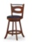 24 in. Brown High Back Rubber Wood Counter Stool