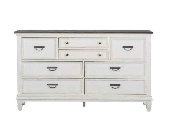 Allyson Park Wire Brushed White And Charcoal Gray 8 Drawer Dresser