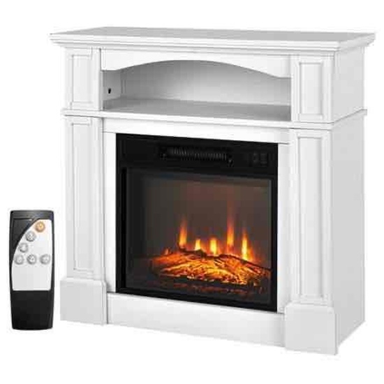 32-inch Electric Fireplace with Mantel, 1400W Adjustable Freestanding Heater with Remote Contro