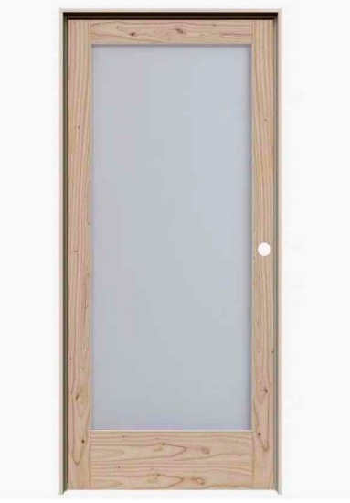 Frosted Glass Unfinished Cedar Prehung Interior Door 80? x32?