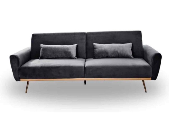 Chillax Gold 83.86" Velvet Square Arm Sleeper Sofa