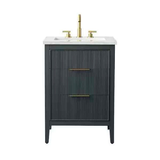 SUDIO Emma 24 in. W Bath Vanity in Vintage Blue with Engineered Stone Top