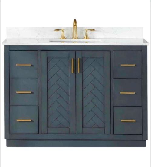 Altair Gazsi 48" Free Standing Single Basin Vanity Set with Cabinet and Stone Composite Vanity Top