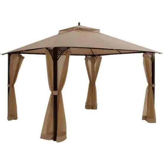 12 ft. x 10 ft. Brown Outdoor Patio Gazebo Slant Leg Canopy