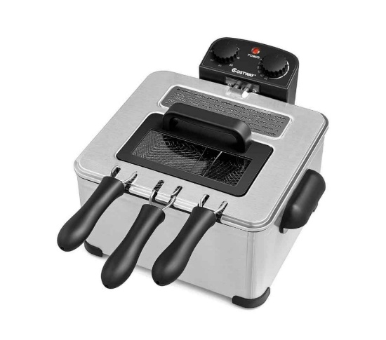 Deep Fryer with Basket, 5.3Qt Stainless Steel Electric Oil Fryer w/Adjustable Temperature