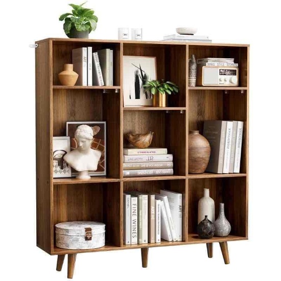 42.45" H x 39.4" W Wood Cube Bookcase Vertical Book Rack Library Shelves