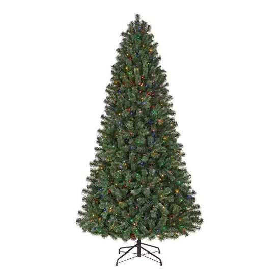 7.5 ft. Pre-Lit LED Festive Pine Artificial Christmas Tree