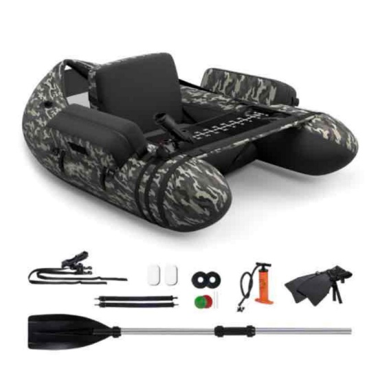 Inflatable Fishing Boy Portable Fishing Boat with Pump Adjustable Shoulder Straps