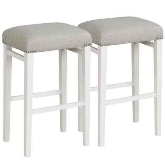 Costway 29.5 in. Gray Backless Wood Bar Stool Bar Height (Set of 2)