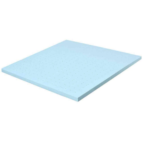 Blue 4 in. Gel-Infused Memory Foam Mattress Topper Ventilated Bed Pad Queen