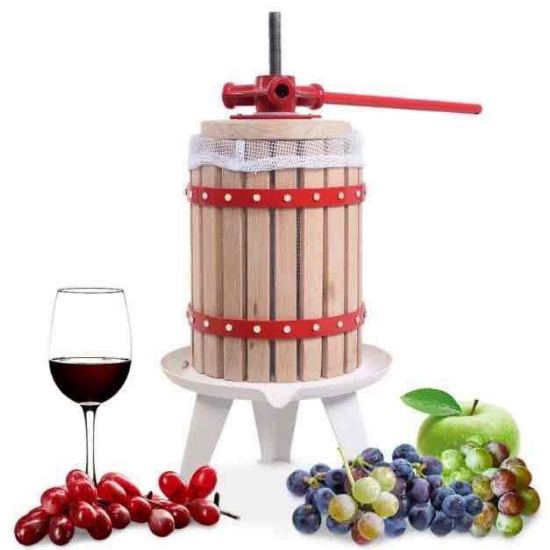 Costway 1.6 Gallon Fruit Wine Press Cider Apple Grape Crusher Juice Maker Tool Wood