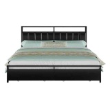 Aydin LED Bed Frame with Drawers and Charging Station