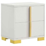Coaster Marceline White and Gold 2-Drawer Nightstand