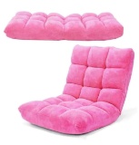 Adjustable 14-Position Floor Chair Folding Lazy Gaming Sofa Chair Cushioned Pink