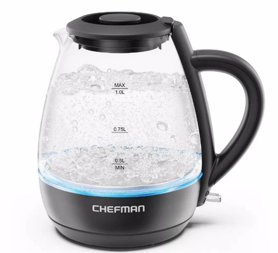 Chefman 1L Rapid-Boil Kettle with Automatic Shutoff - Black